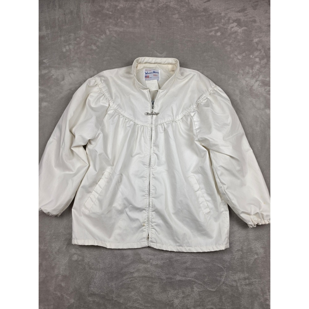 Vintage Winning Moves Windbreaker Jacket Womens XL White Made in USA Zip *Read